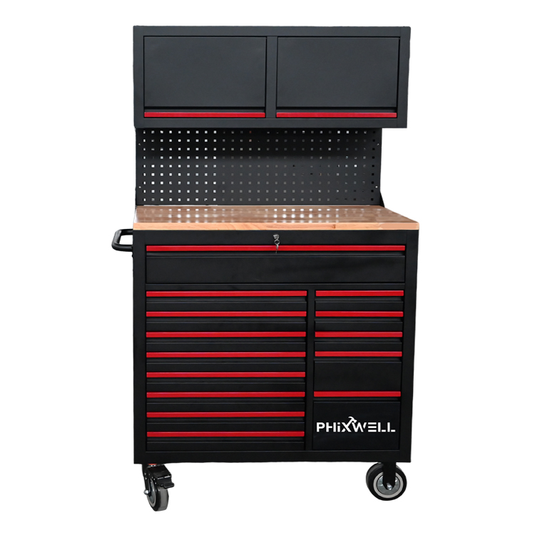 719522 PHIXWELL Multifunksjonell 14 skuffer Tool Workstation med hengende skap