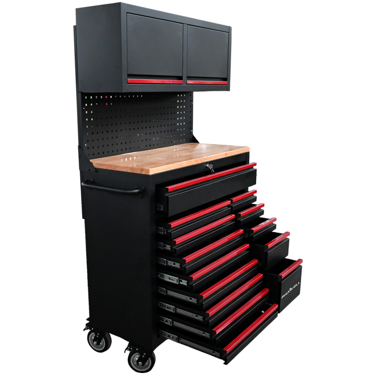 719522 PHIXWELL Multifunksjonell 14 skuffer Tool Workstation med hengende skap