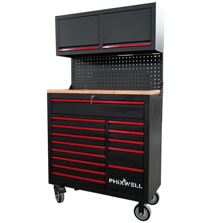 719522 PHIXWELL Multifunksjonell 14 skuffer Tool Workstation med hengende skap