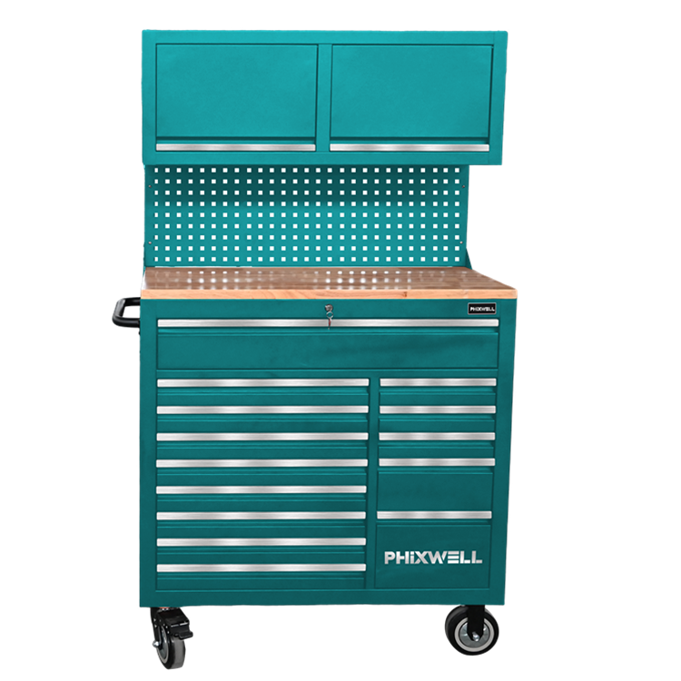 719522 PHIXWELL Multifunksjonell 14 skuffer Tool Workstation med hengende skap